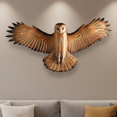 WILDGRAIN – Sculpted Barn Owl Wall Art Crafted from Solid Wood 0