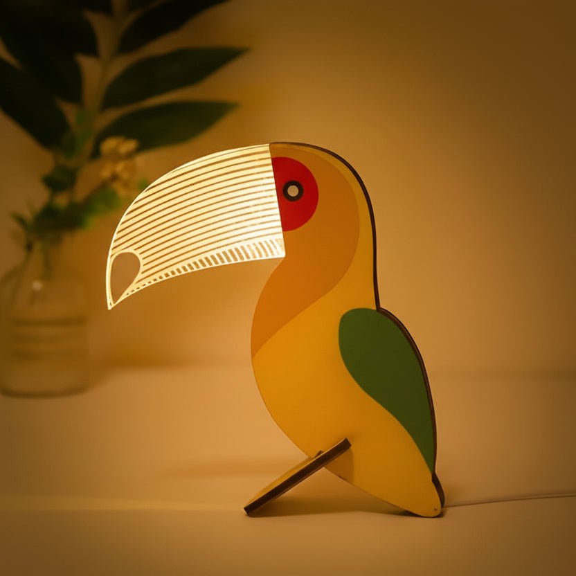 Whimsical Animal Table Lamp - Durable Wood & LED Night Light for Kids 0