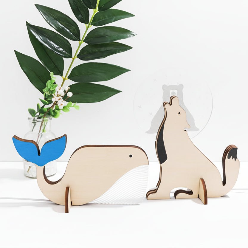 Whimsical Animal Table Lamp - Durable Wood & LED Night Light for Kids 4