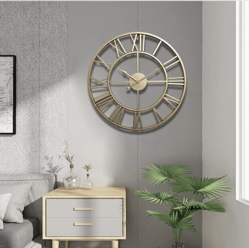 Elegant Skeleton Wall Clock - Gold or Bronze Wrought Iron Design for Home Decor 2