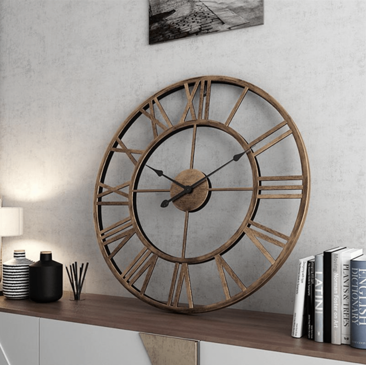 Elegant Skeleton Wall Clock - Gold or Bronze Wrought Iron Design for Home Decor 1