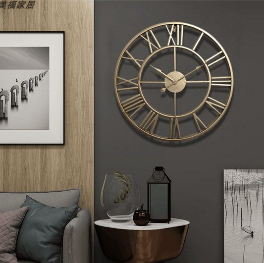 Elegant Skeleton Wall Clock - Gold or Bronze Wrought Iron Design for Home Decor 0