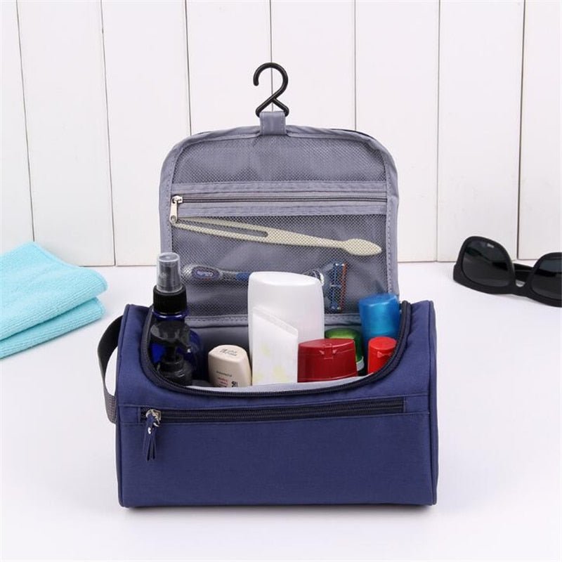  Practical toilet bag with water -repellent nylon and hook - ideal for travel-5