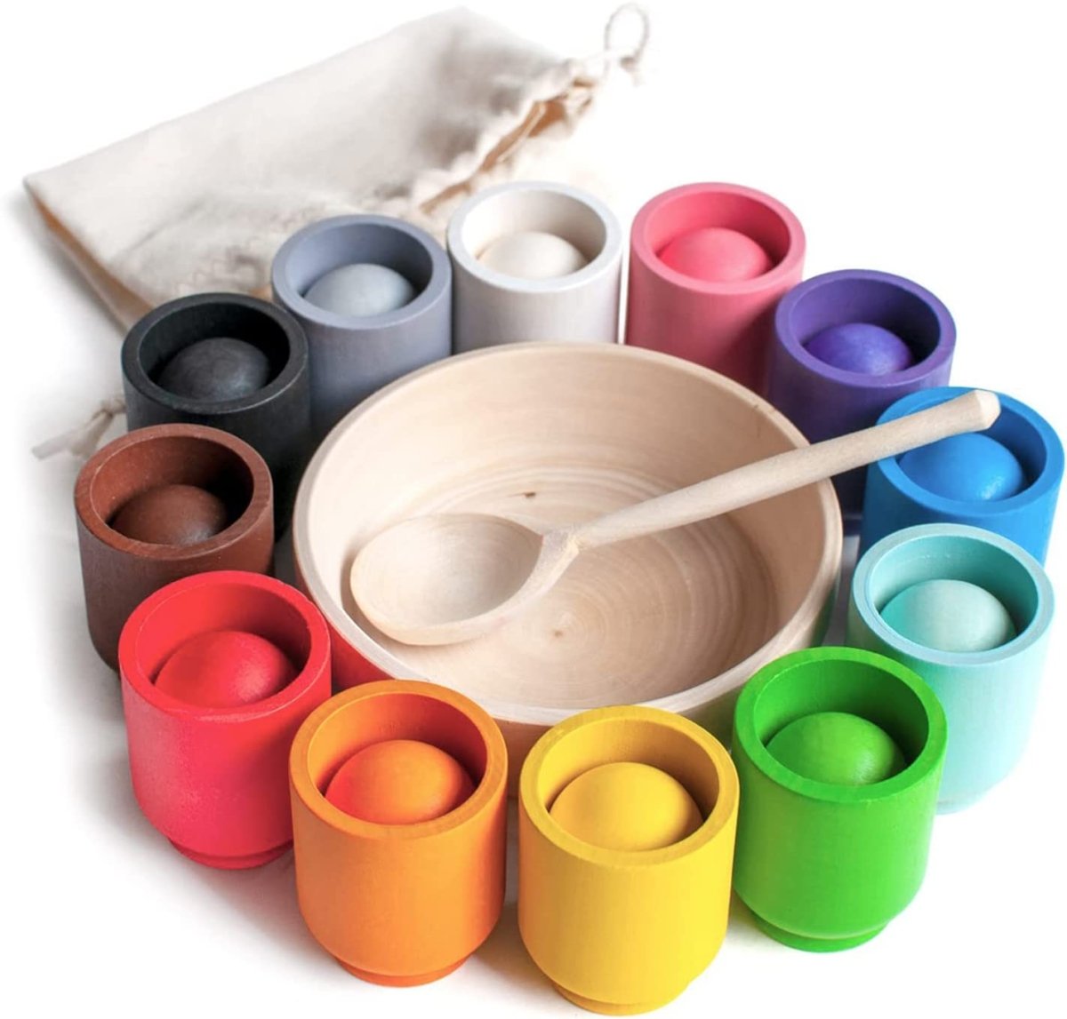 Tinkertots Lab - Montessori Farbsortierspiel - Lernspielzeug aus Holz für Feinmotorik und kreatives Lernen