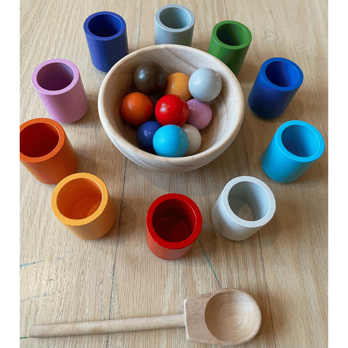 Tinkertots Lab - Montessori Farbsortierspiel - Lernspielzeug aus Holz für Feinmotorik und kreatives Lernen