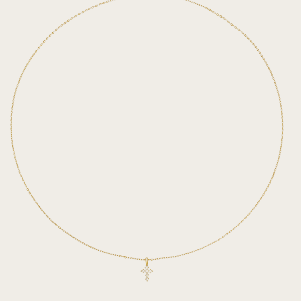 Distant Horizon Gouden en Zilveren Pavé Kruis Ketting