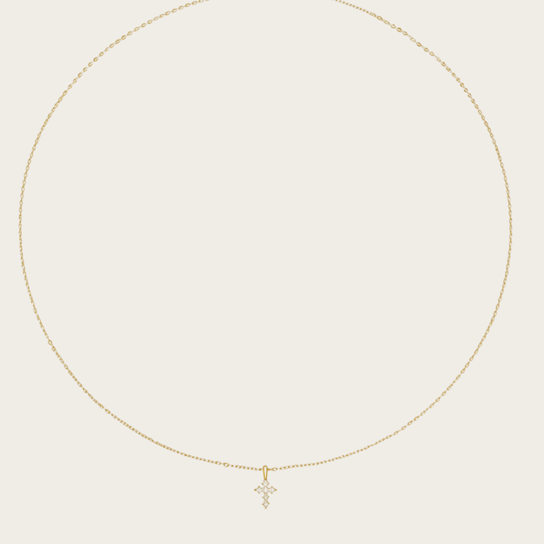 Distant Horizon Gouden en Zilveren Pavé Kruis Ketting