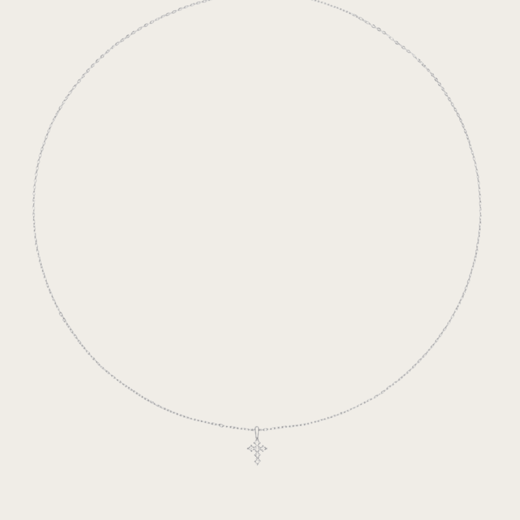 Distant Horizon Gouden en Zilveren Pavé Kruis Ketting