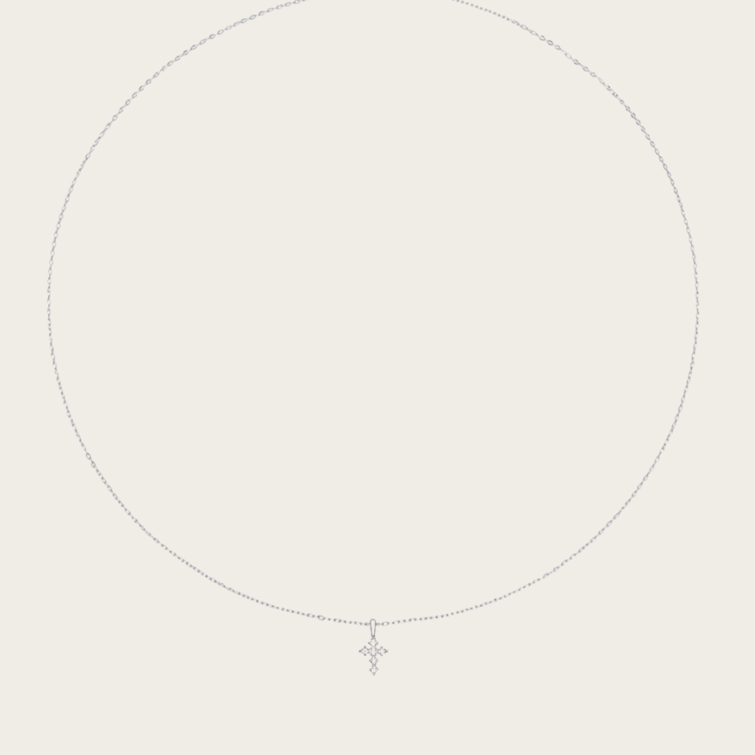 Distant Horizon Gouden en Zilveren Pavé Kruis Ketting