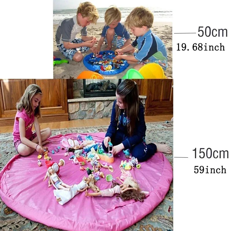 Coussin et organisateur de jouets - Tapis de jeu et sac de rangement 2 en 1 - Tissu Oxford durable - Léger et portable - Solution pour la chambre d'enfant