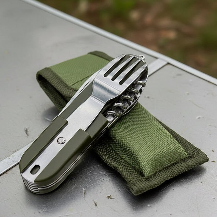TREKMEAL – 7-in-1 Stainless Steel Outdoor Utensil Set with Foldable Compact Design 0