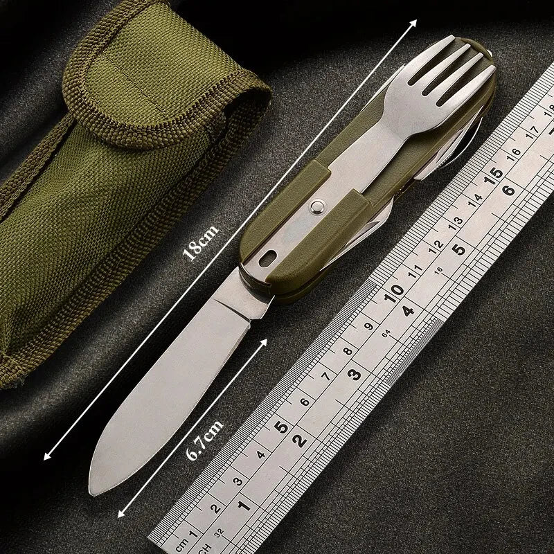 TREKMEAL – 7-in-1 Stainless Steel Outdoor Utensil Set with Foldable Compact Design 2