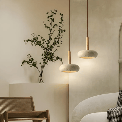 TranquilHalo - LED Retro Plafondlamp in Steen & Hout