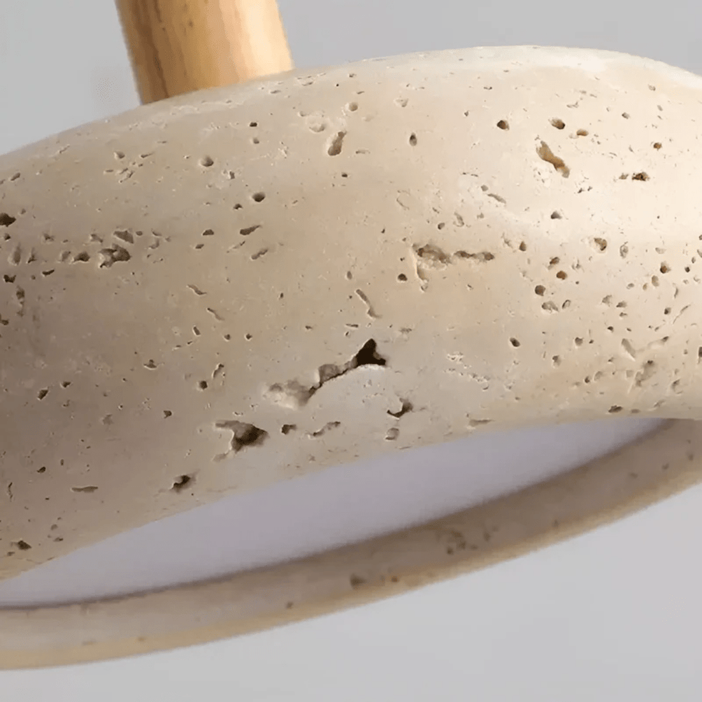 TranquilHalo – LED-retrokatto­valaisin kivestä ja puusta