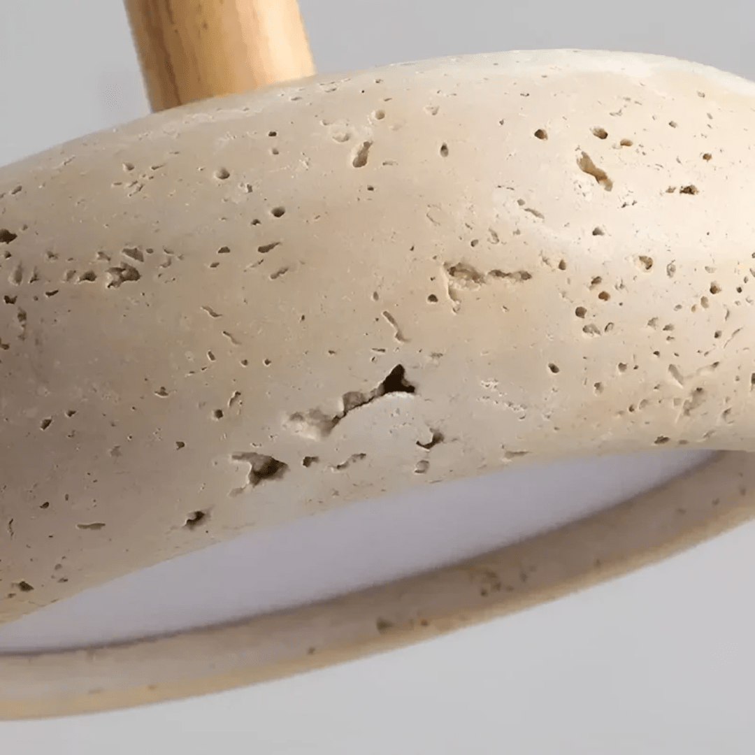 TranquilHalo – LED-retrokatto­valaisin kivestä ja puusta