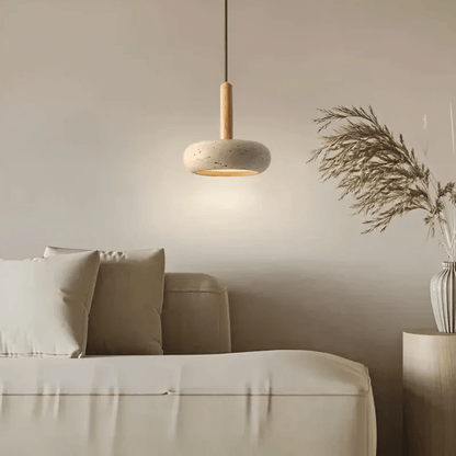 TranquilHalo - LED Retro Plafondlamp in Steen & Hout