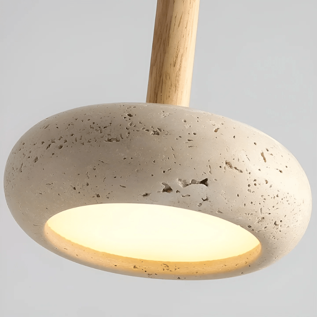 TranquilHalo - LED Retro Plafondlamp in Steen & Hout