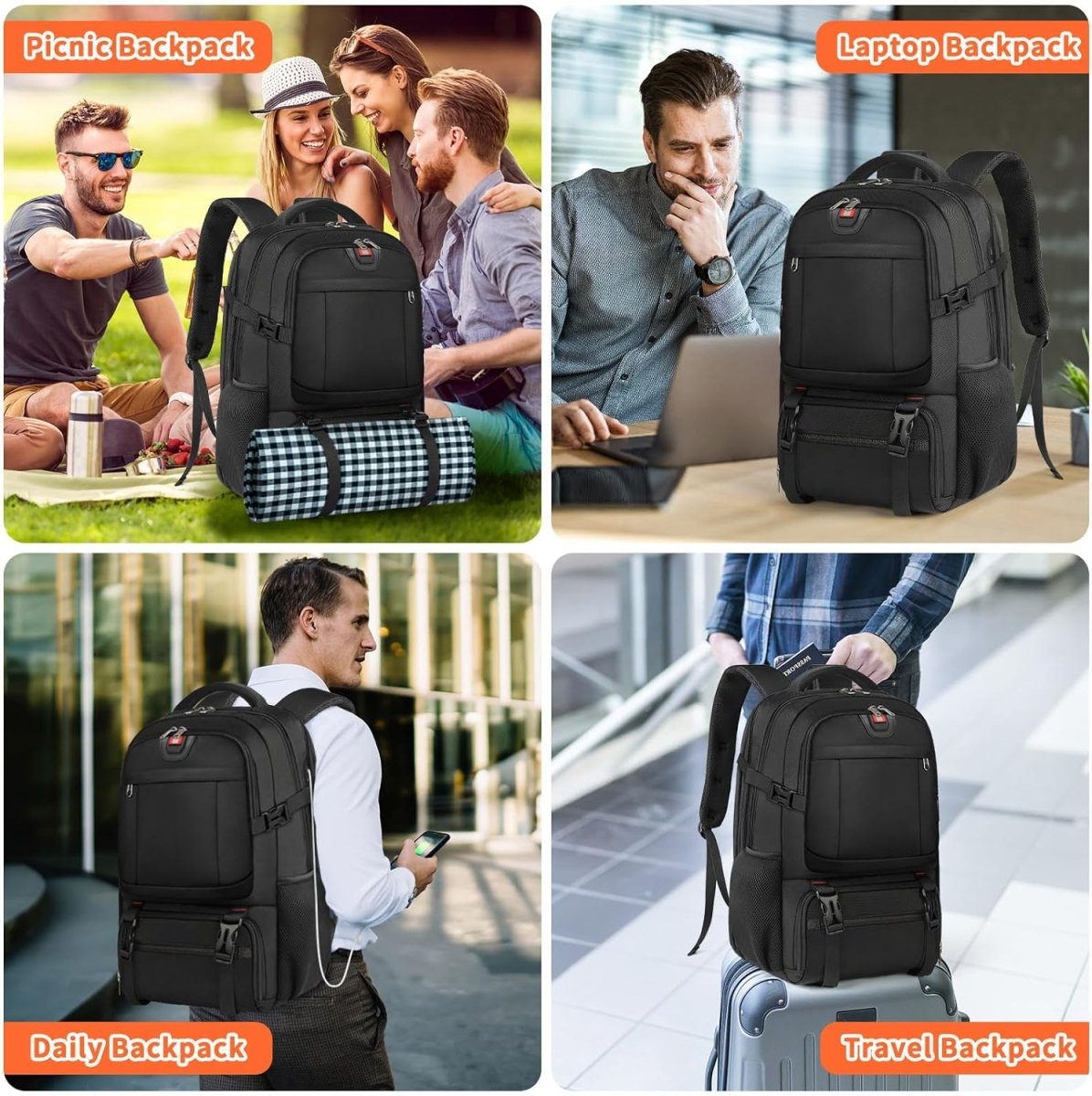 Versatile Laptop Backpack with Insulated Compartment & USB Port for Travel 3