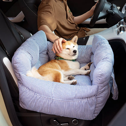 Dog seat bed for cars with adjustable seat belts and washable cover - comfortable and non -slip for safe trips 18