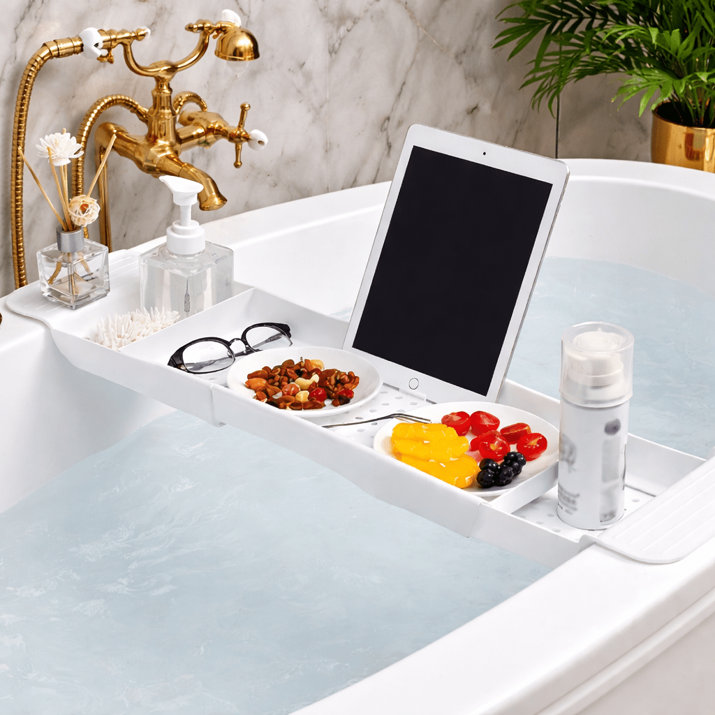 TRAYNEX – Expandable Bathtub Tray Rack for Everyday Bath Organization