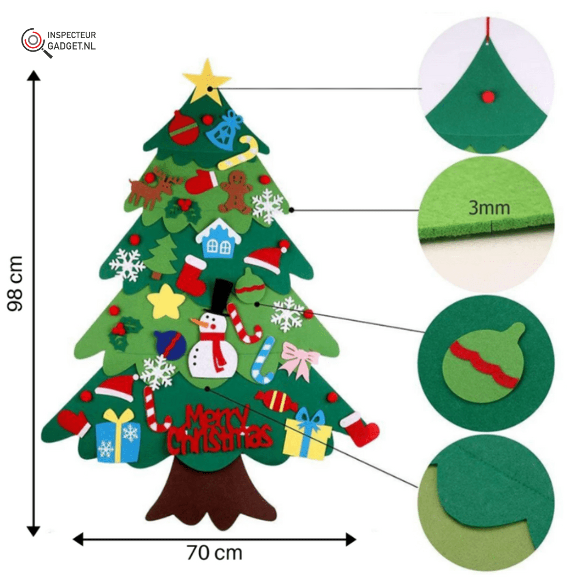 TreeJoy Craft Weihnachtsbaum - Kreative DIY Filz Baum für Kinder mit 25 Dekorationen