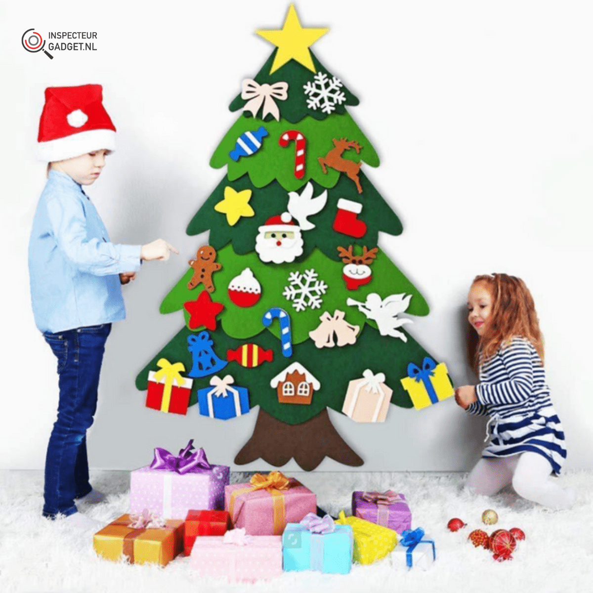TreeJoy Craft Weihnachtsbaum - Kreative DIY Filz Baum für Kinder mit 25 Dekorationen