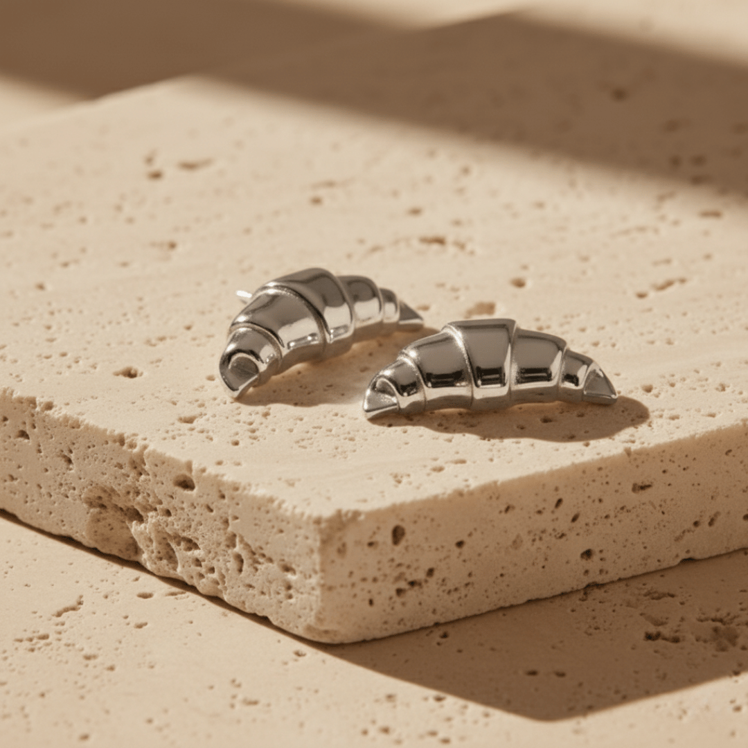 Pendientes de croissant de oro y plata Nautilus espiral dorada