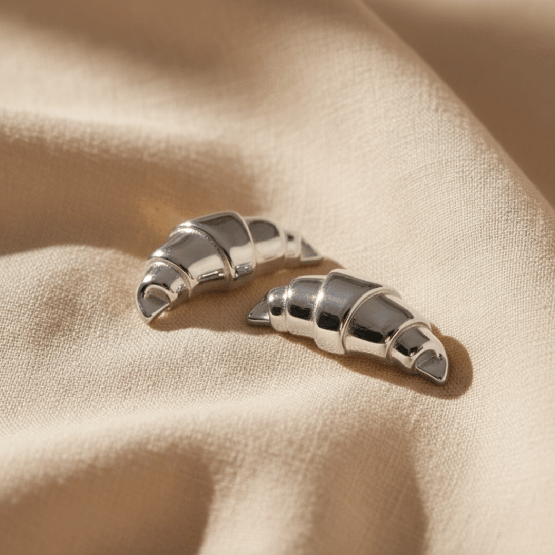 Pendientes de croissant de oro y plata Nautilus espiral dorada