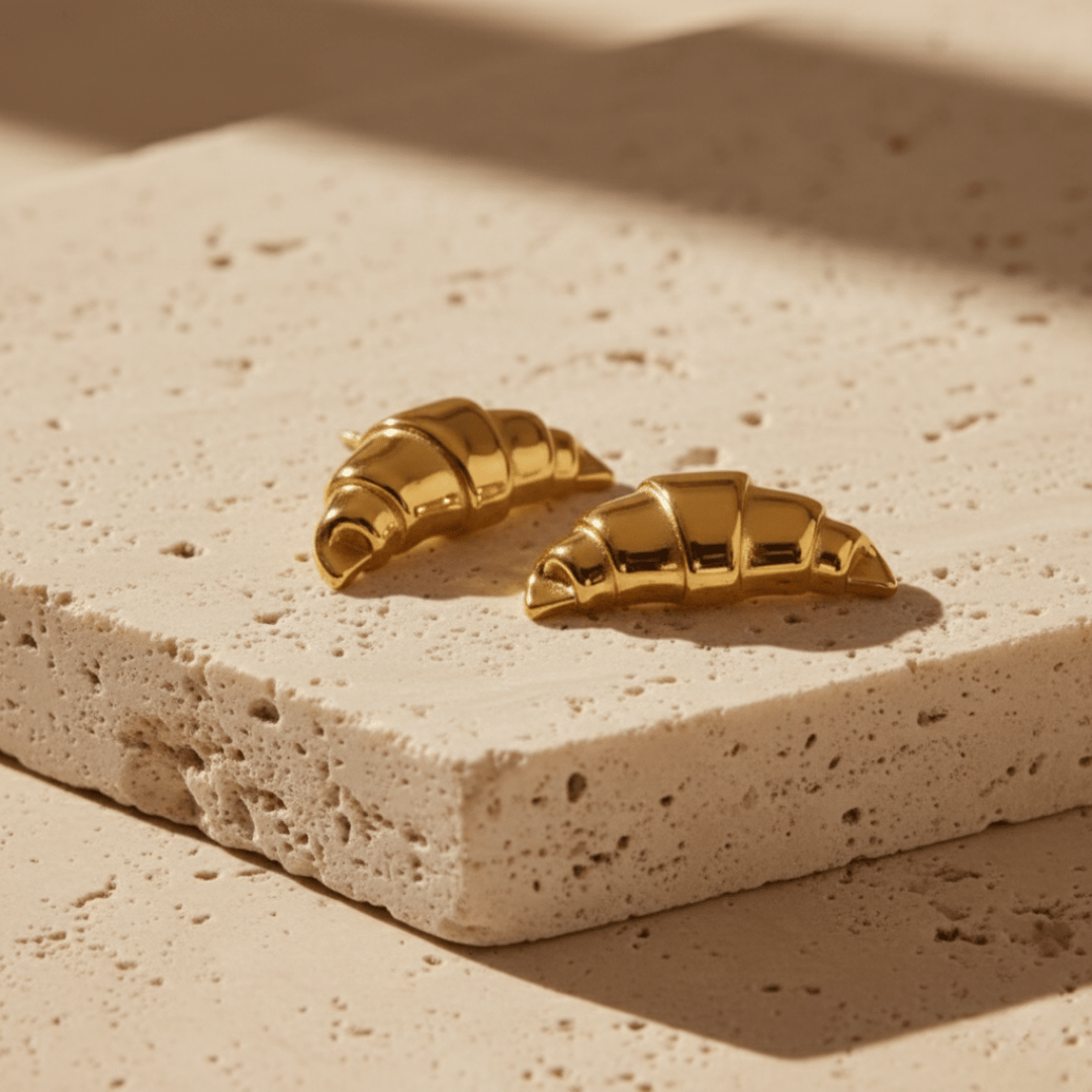 Pendientes de croissant de oro y plata Nautilus espiral dorada