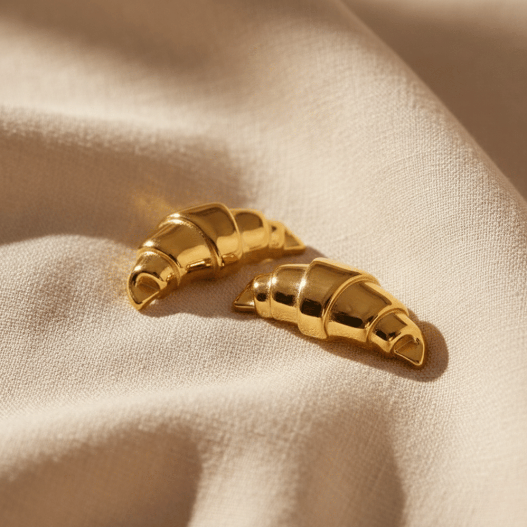 Pendientes de croissant de oro y plata Nautilus espiral dorada