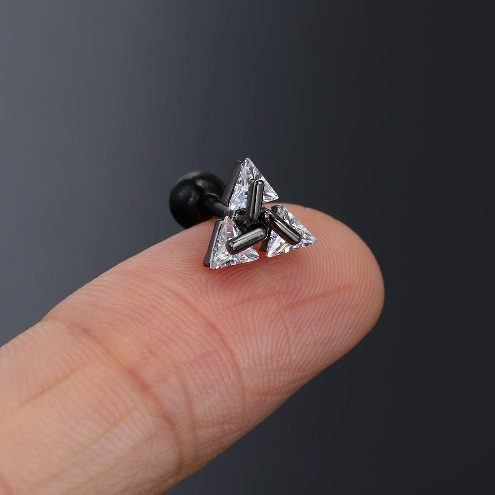 TRISILVER – Brincos Triângulo com Fecho de Pressão, Design Leve e Moderno