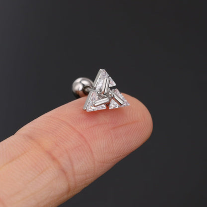 TRISILVER – Brincos Triângulo com Fecho de Pressão, Design Leve e Moderno