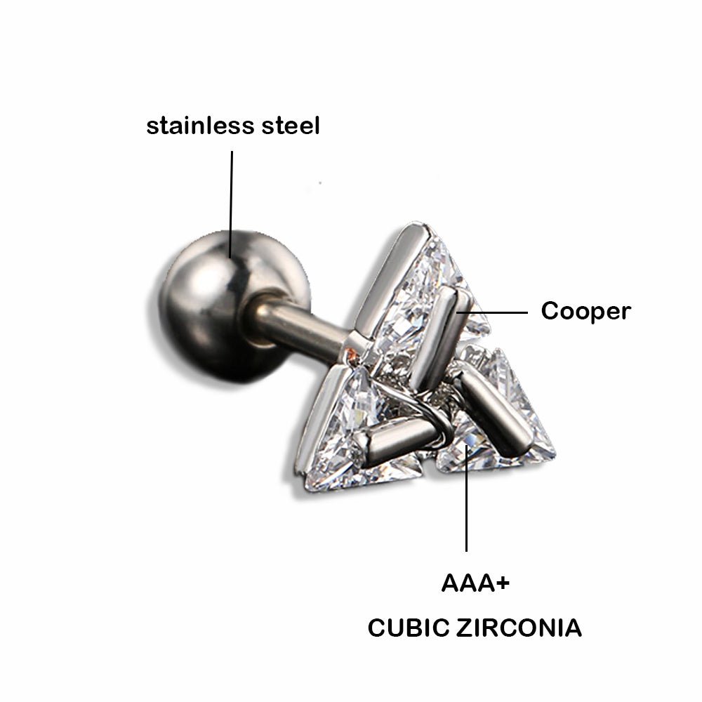 TRISILVER – Brincos Triângulo com Fecho de Pressão, Design Leve e Moderno