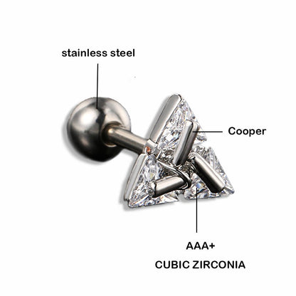 TRISILVER – Brincos Triângulo com Fecho de Pressão, Design Leve e Moderno