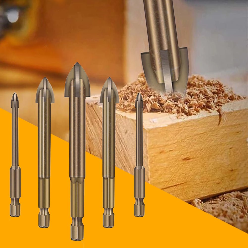Universal Drill Bit Set of 5 for Ceramic, Glass, Marble – High-Quality YG6X Alloy with Precision Design-1