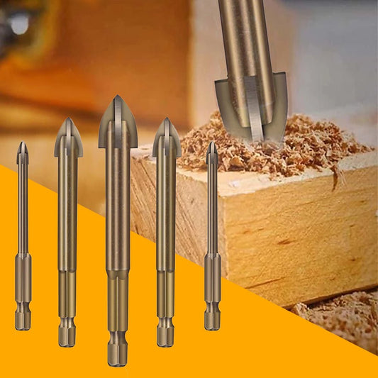 Universal Drill Bit Set of 5 for Ceramic, Glass, Marble – High-Quality YG6X Alloy with Precision Design-1