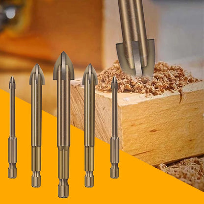 Universal Drill Bit Set of 5 for Ceramic, Glass, Marble – High-Quality YG6X Alloy with Precision Design-2