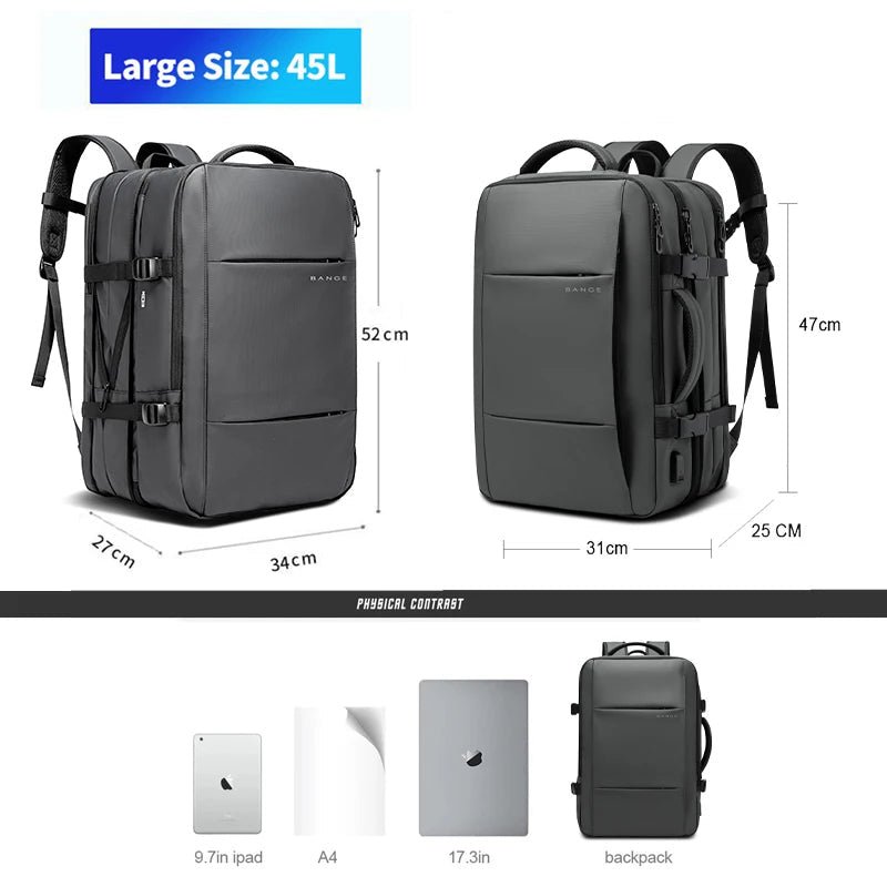Sac à dos d'affaires URBANFORM - extensible, étanche, port de charge USB et compartiment pour ordinateur portable de 17,3 pouces
