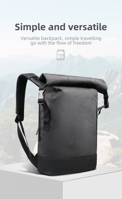 Mochila URBANTRAIL Rolltop – Mochila de Viagem Expansível e Impermeável com Porta USB e Compartimento para Portátil