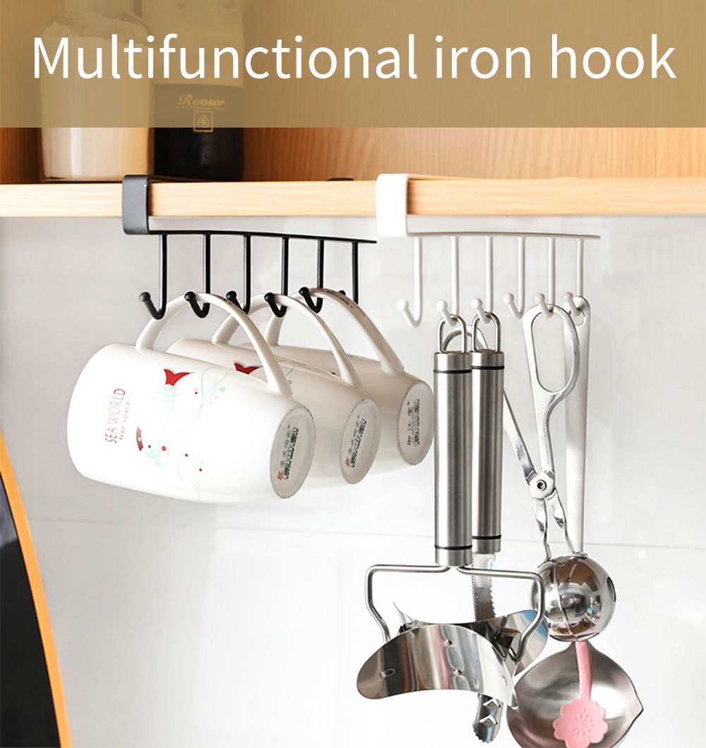 CABINHOOK – Under Cabinet Kitchen Organizer Hook Rack for Pots & Utensils 4