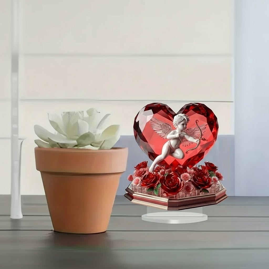 VALENTIA – Elegant Cupid and Rose Heart Decoration for Valentine’s Day Gifting
