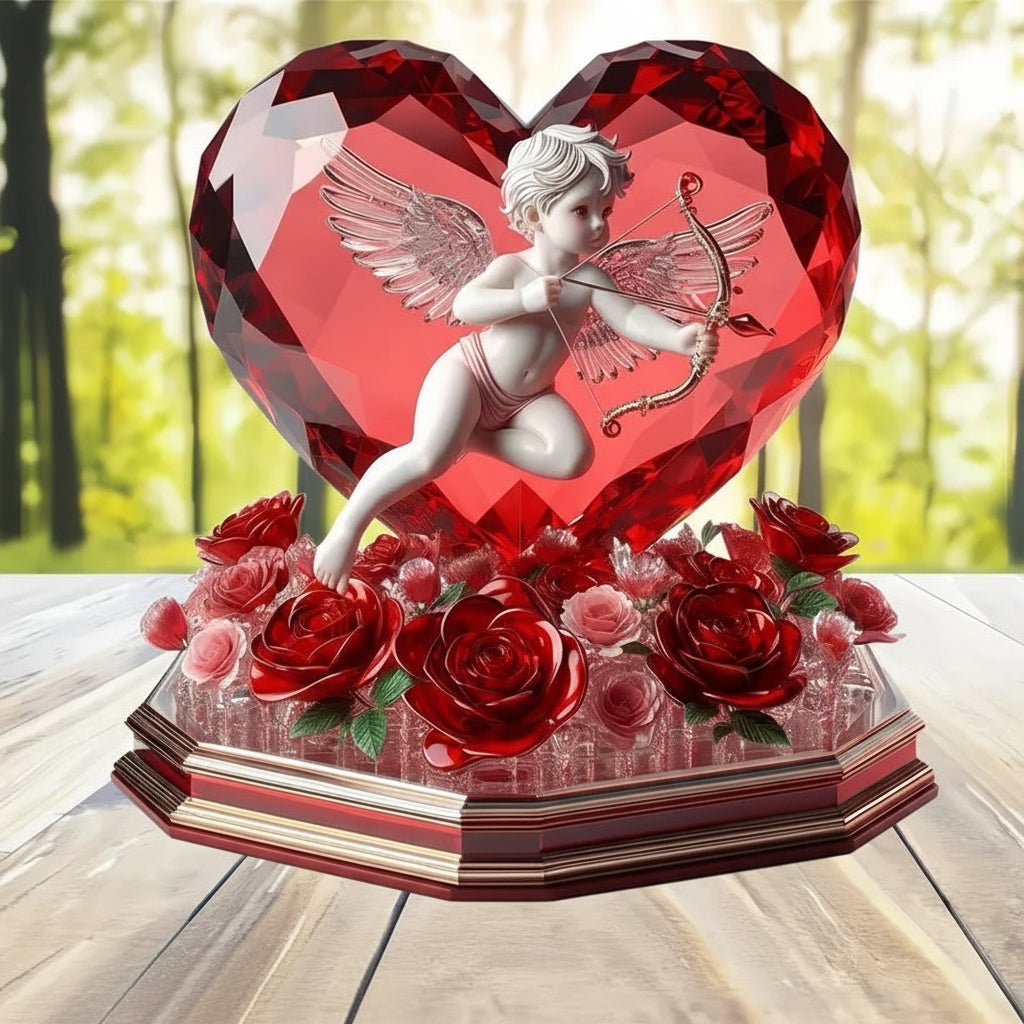 AMORHEART – Cupid and Rose Heart Decoration Classic Romantic Ornament for Home Office and Holidays 1