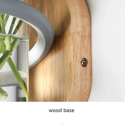 Nordic Wooden Outdoor Wall Vase Lamp with LED Light & Dual Functionality 6