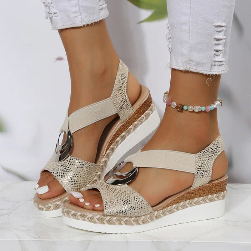 SOLEVA Women's Adjustable Wedge Sandals - Comfortable Synthetic Upper, Secure Fit 10