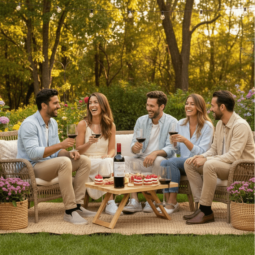 Elegant Folding Wine Picnic Table with Glass Holders - Portable Outdoor Dining 1