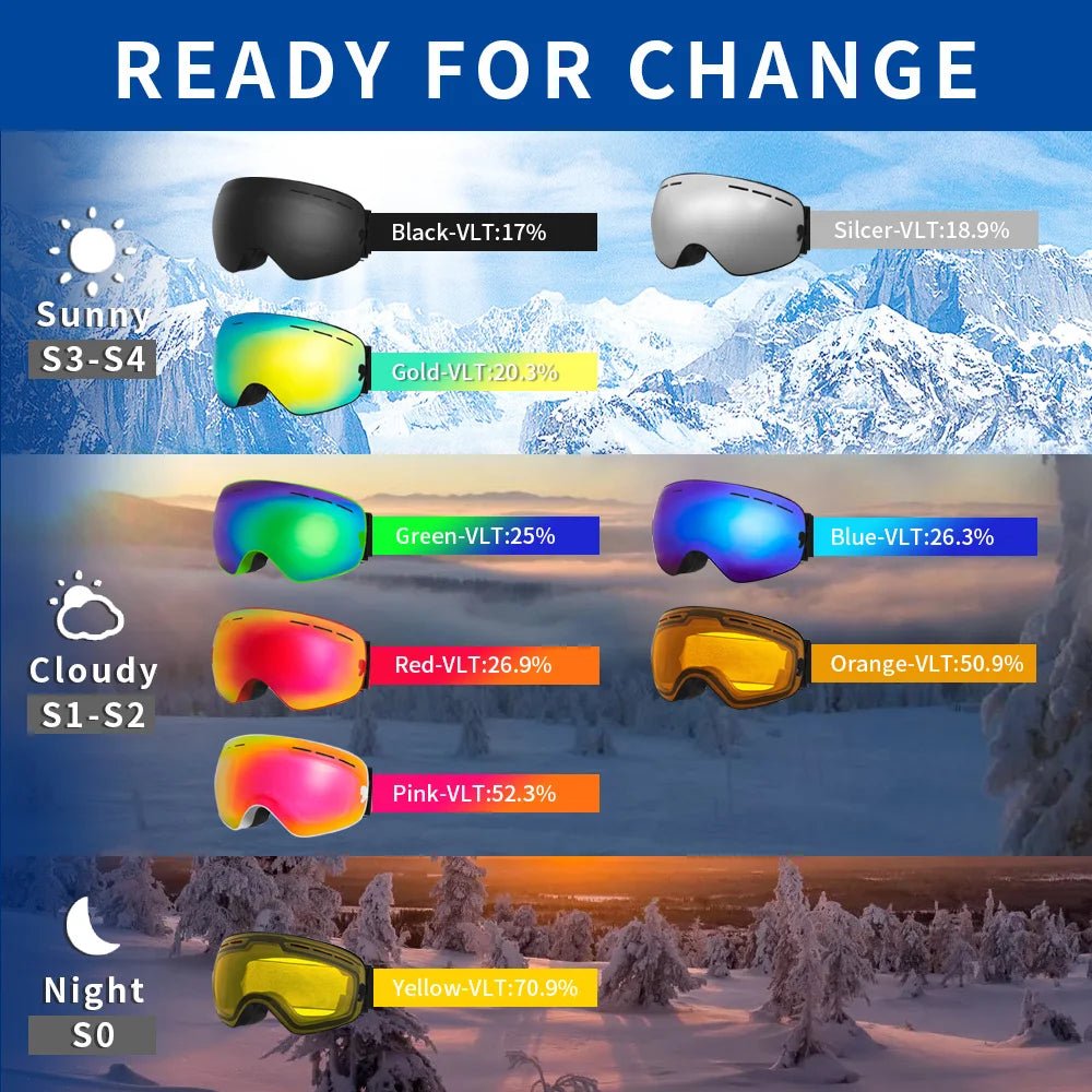 VISTACHANGE – Interchangeable Lens Anti-Fog Ski Goggles with UV400 Protection 4