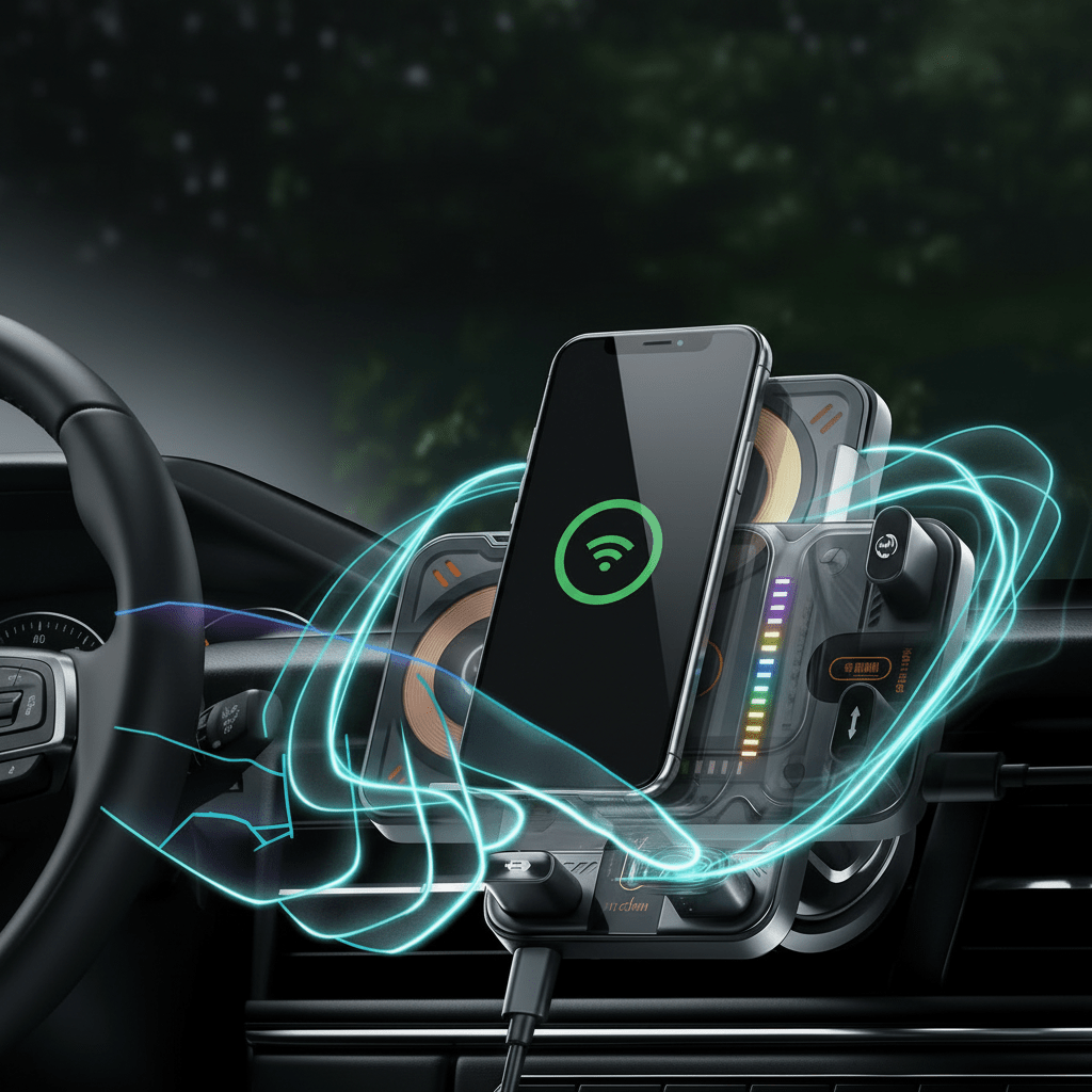 PowerDrive Pro - 2-in-1 Car Phone Holder & Wireless Charger with Auto Rotation 3