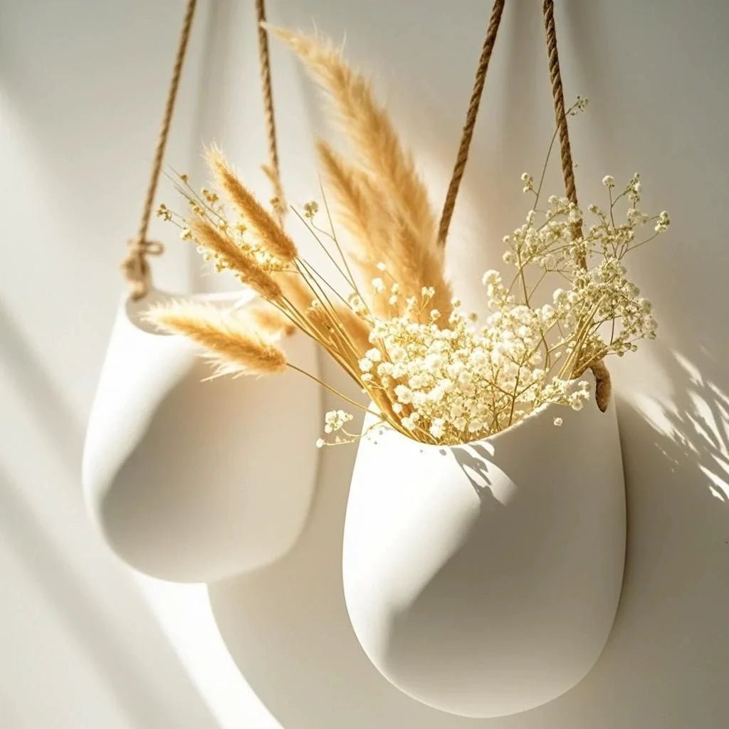 Elegant Wall-Mounted Flowerpot - Stylish White Planter for Succulents and Flowers 2