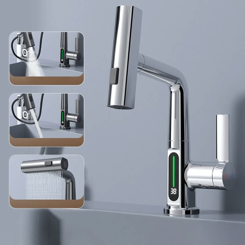 WATERMASTER - Rubinetto rotante a 360° con indicazione della temperatura a LED