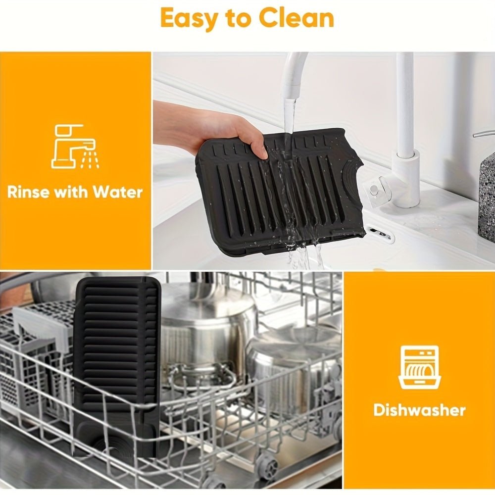 Rayvia - 24-Inch Kitchen Sink Splash Guard Mat with Cuttable Hole & Quick Drain 7